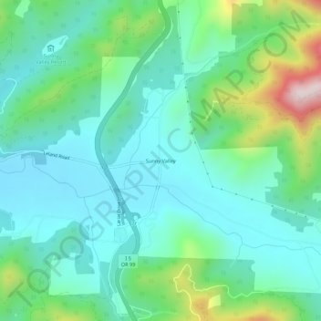 Carte topographique Sunny Valley, altitude, relief