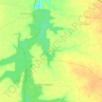 Carte topographique Badwai, altitude, relief