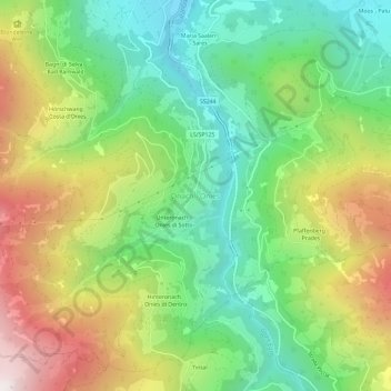 Carte topographique Onach - Onies, altitude, relief