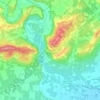 Carte topographique Valbusa, altitude, relief