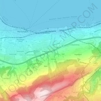 Carte topographique Steig, altitude, relief