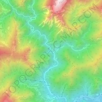Carte topographique Ferrera, altitude, relief