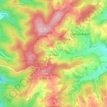 Carte topographique Hohl, altitude, relief