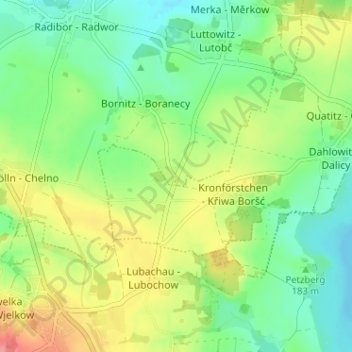 Carte topographique Neu-Bornitz, altitude, relief