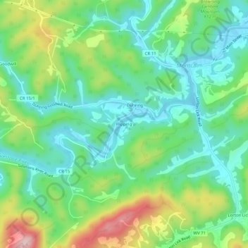Carte topographique Flipping, altitude, relief