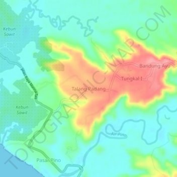 Carte topographique Talang Padang, altitude, relief