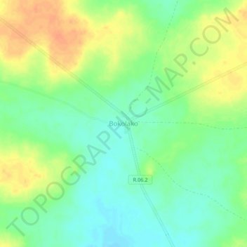 Carte topographique Bokolako, altitude, relief