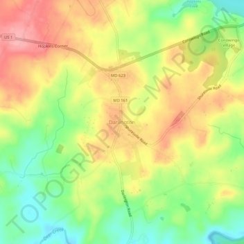 Carte topographique Darlington, altitude, relief