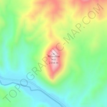 Carte topographique Phonolite Hill, altitude, relief