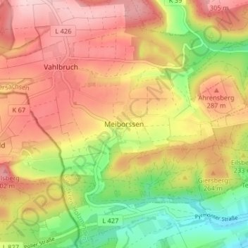 Carte topographique Meiborssen, altitude, relief