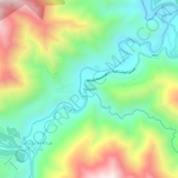 Carte topographique Imigdal, altitude, relief