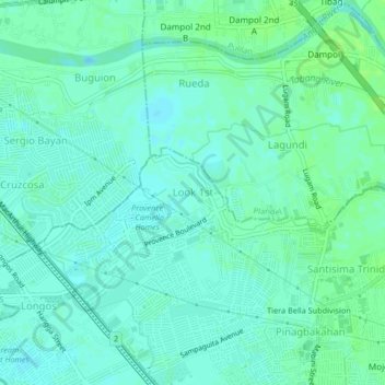 Carte topographique Look 1st, altitude, relief