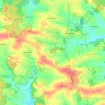 Carte topographique Gfeichtet, altitude, relief