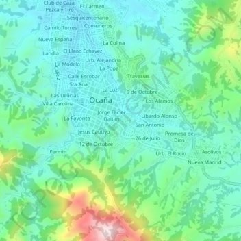Carte topographique La Palmita, altitude, relief