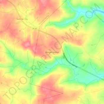 Carte topographique Morgan Springs, altitude, relief