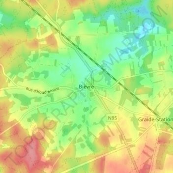 Carte topographique Bièvre, altitude, relief