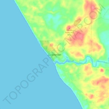 Carte topographique Guilderton, altitude, relief