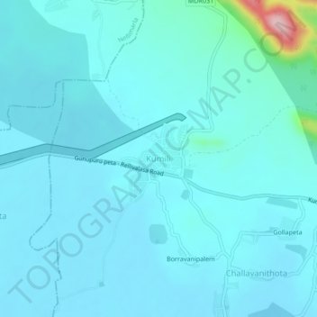 Carte topographique Kumili, altitude, relief