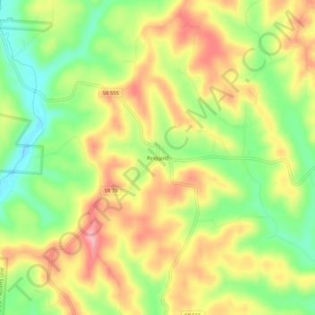 Carte topographique Ringgold, altitude, relief