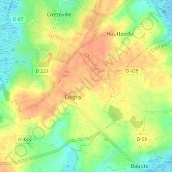 Carte topographique Le Haisnay, altitude, relief