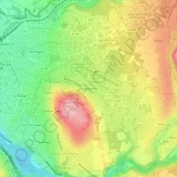 Carte topographique Bas-Monthoux, altitude, relief