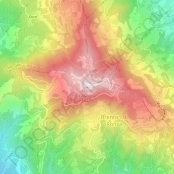 Carte topographique Monte Calvarina, altitude, relief
