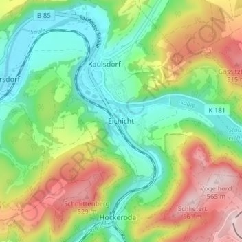 Carte topographique Eichicht, altitude, relief