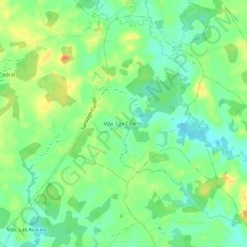Carte topographique Vda. Los Cedros, altitude, relief