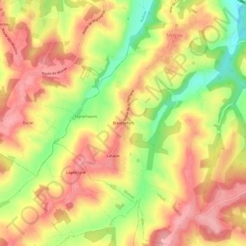 Carte topographique Blanchefort, altitude, relief