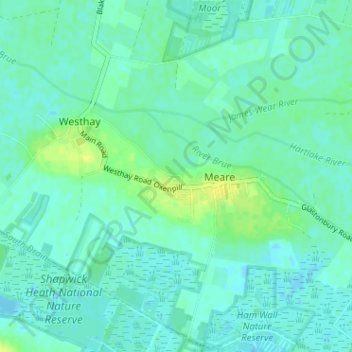 Carte topographique Oxenpill, altitude, relief