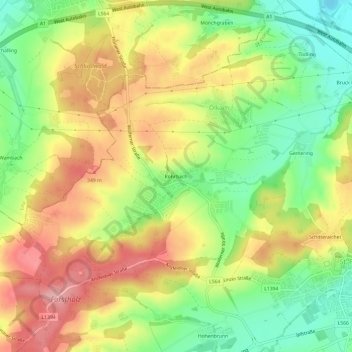 Carte topographique Rohrbach, altitude, relief