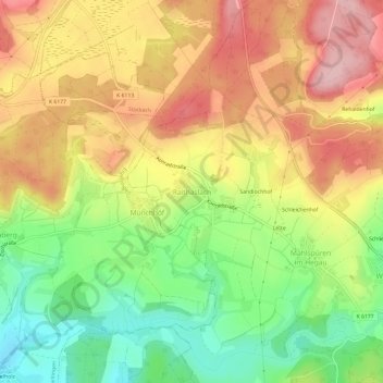Carte topographique Raithaslach, altitude, relief