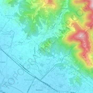 Carte topographique Nicola, altitude, relief
