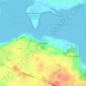 Carte topographique Stexwig, altitude, relief