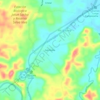 Carte topographique San Pedro, altitude, relief