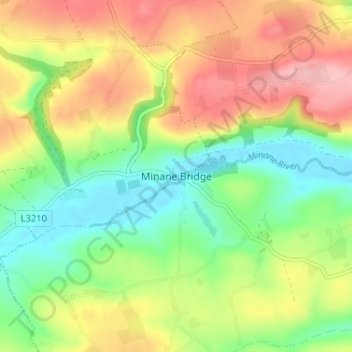 Carte topographique Minane Bridge, altitude, relief