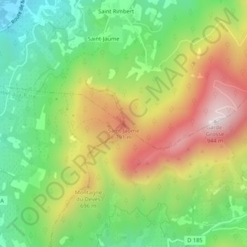 Carte topographique Saint-Jaume, altitude, relief