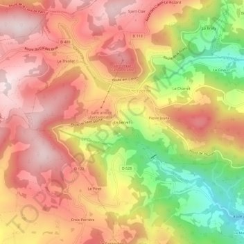 Carte topographique Le Servet, altitude, relief