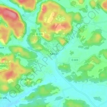 Carte topographique Kärna, altitude, relief