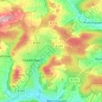 Carte topographique Ammenhausen, altitude, relief