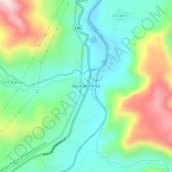 Carte topographique Brasil de Franco, altitude, relief