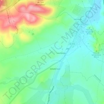 Carte topographique Las Peñas, altitude, relief