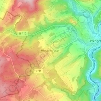 Carte topographique Hinterhausen, altitude, relief