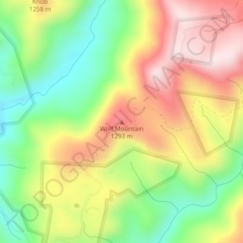 Carte topographique Wolf Mountain, altitude, relief