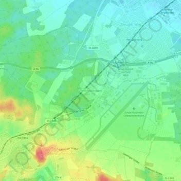 Carte topographique Weichselbaum, altitude, relief