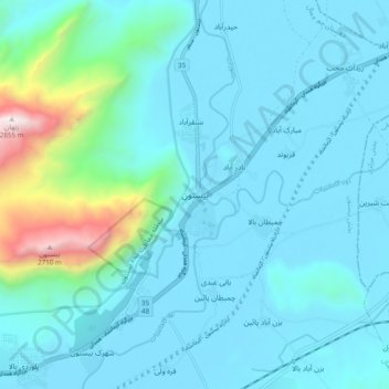 Carte topographique Bisotun, altitude, relief