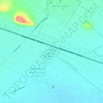 Carte topographique San Mateo Parra, altitude, relief