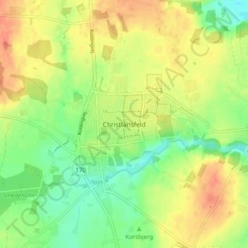 Carte topographique Christiansfeld, altitude, relief