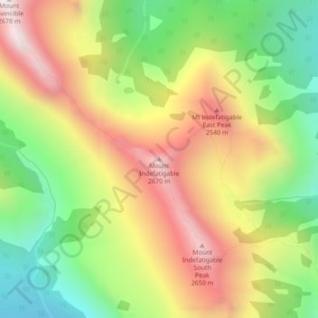 Carte topographique Mount Indefatigable, altitude, relief