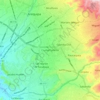 Carte topographique Ciudad Satélite, altitude, relief